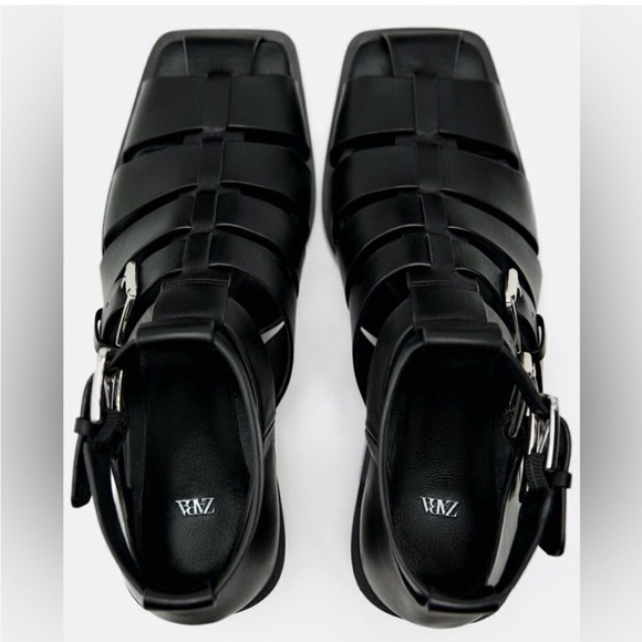 Zara Heeled Leather Cage Sandals - Picture 1 of 12
